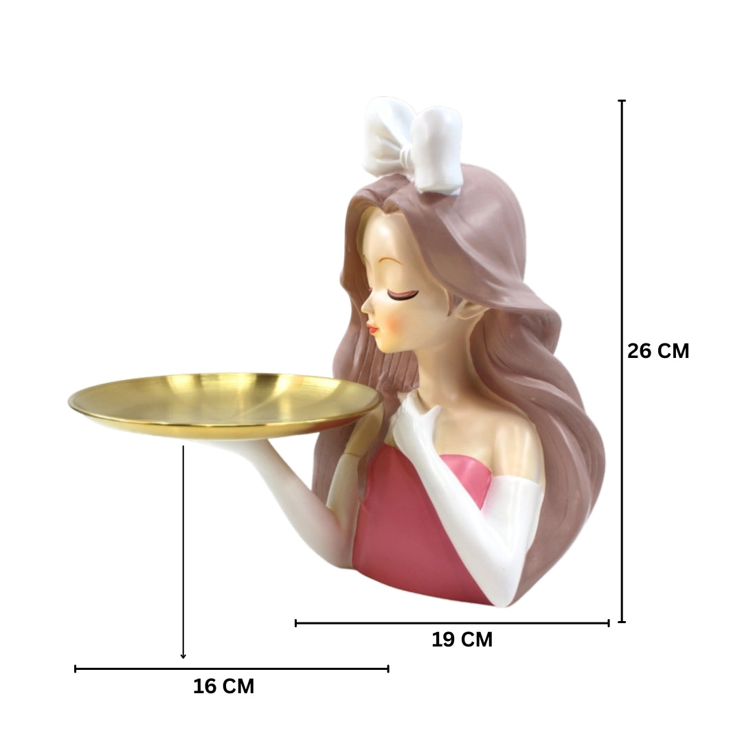 Decorative Girl Tray Showpiece Tabletop Organizer