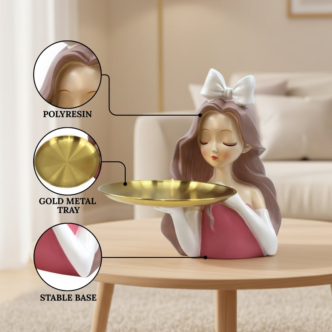 Decorative Girl Tray Showpiece Tabletop Organizer