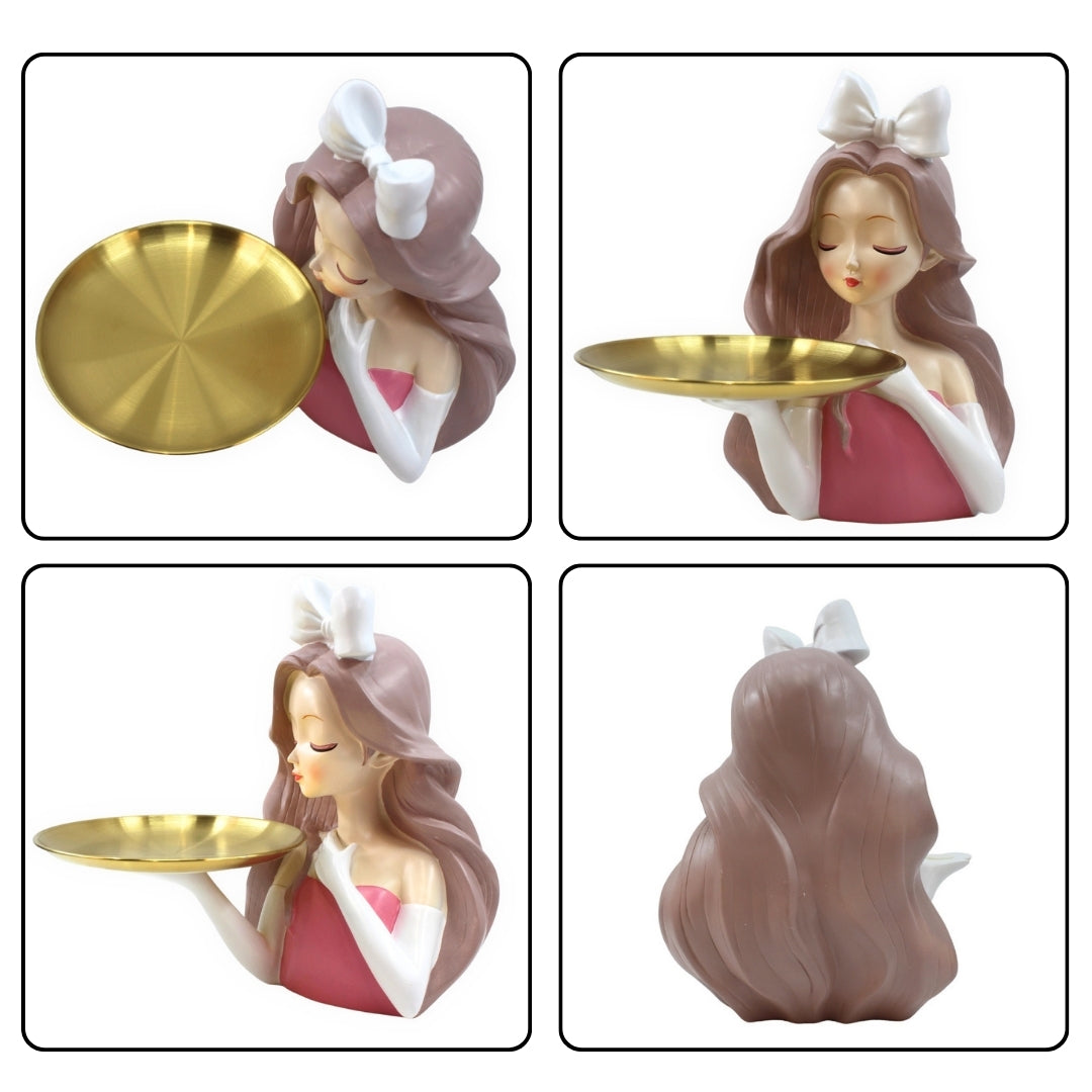 Decorative Girl Tray Showpiece Tabletop Organizer