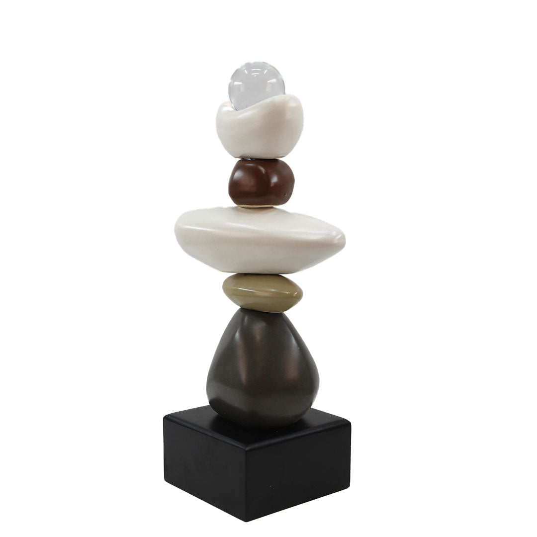 Modern Abstract Stone Balance Sculpture with Crystal Ball Tabletop Organizer