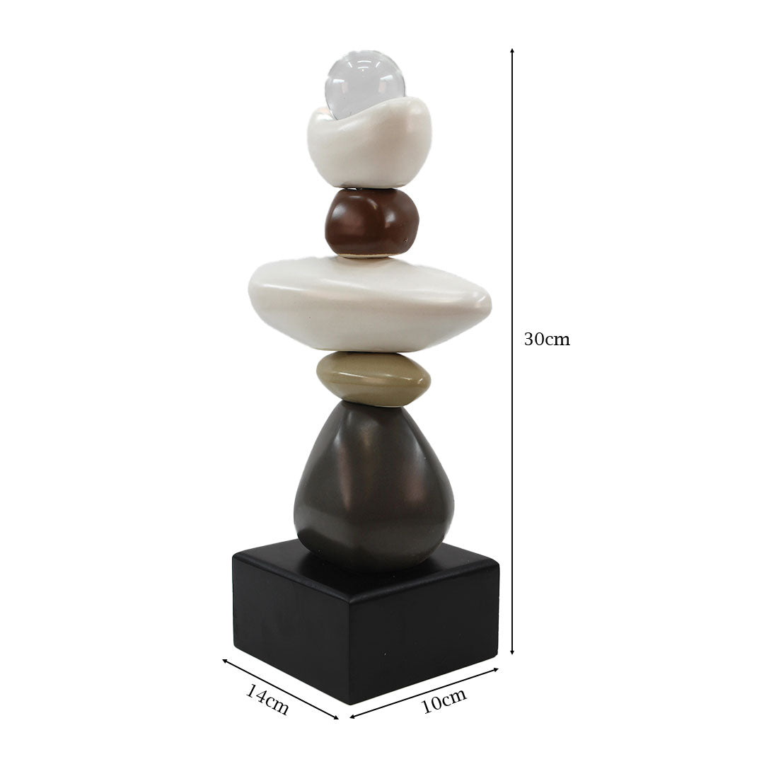 Modern Abstract Stone Balance Sculpture with Crystal Ball Tabletop Organizer