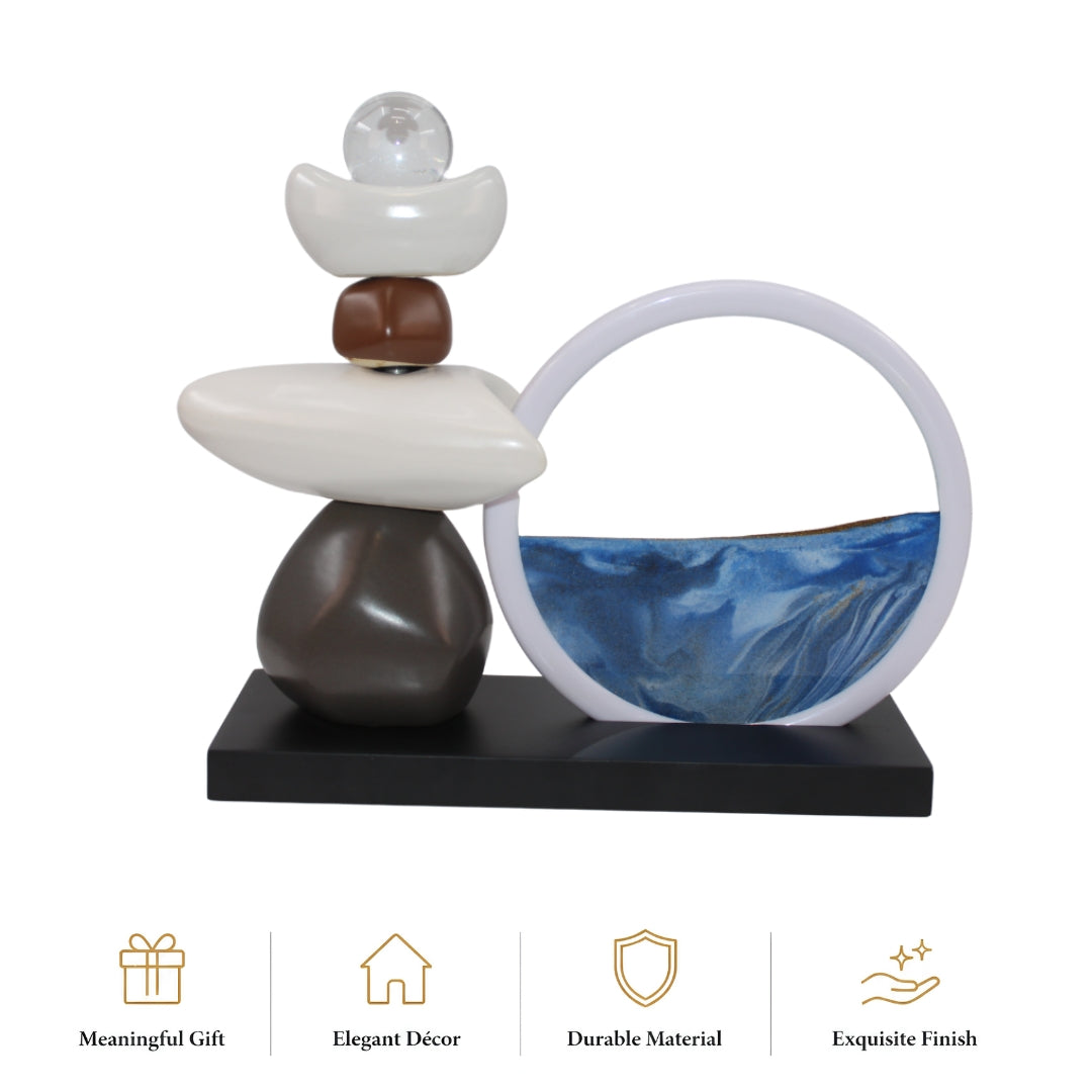 Modern Abstract Balance Sculpture with Glass Tabletop Organizer