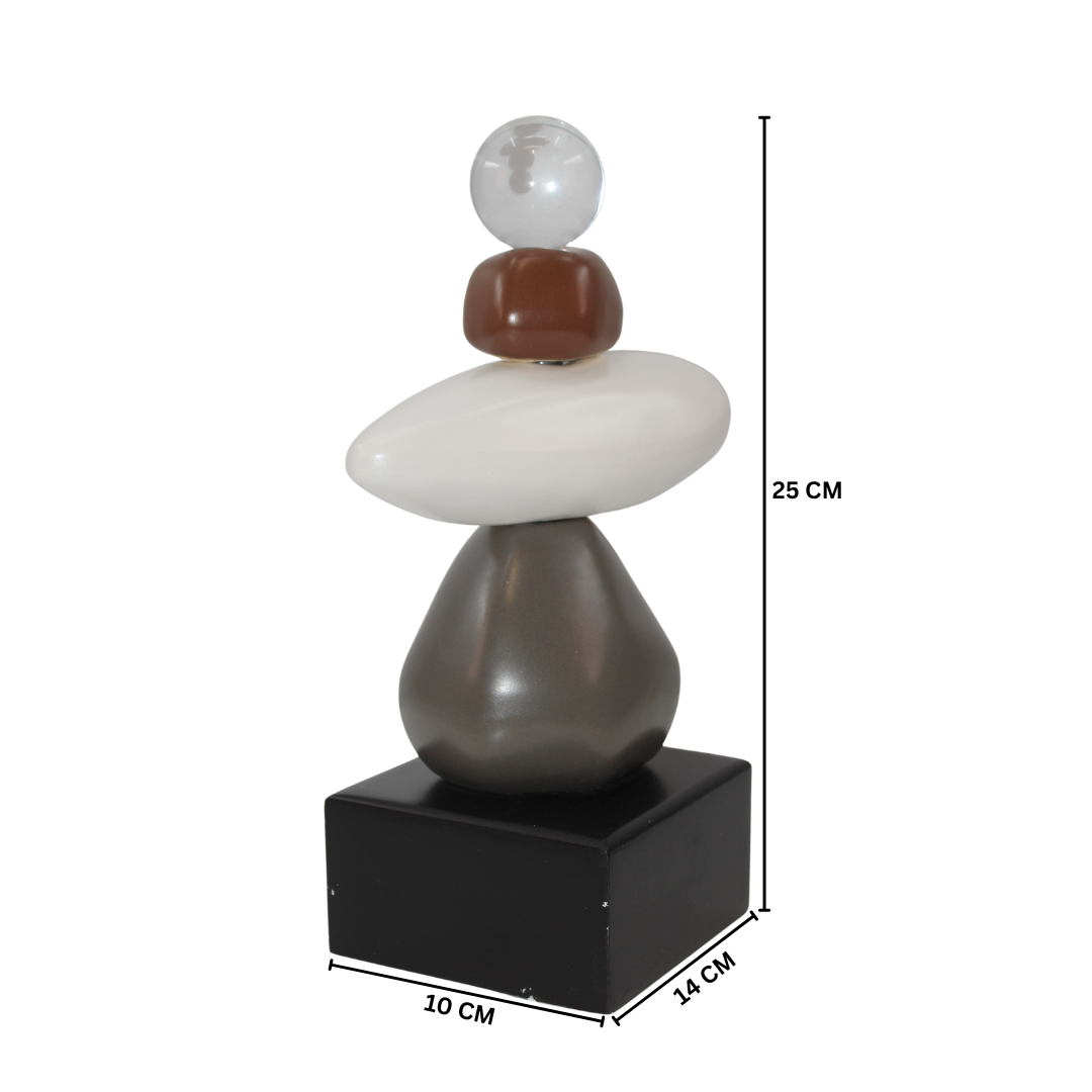 Modern Zen Stacked Stone Decor Sculpture Tabletop Organizer