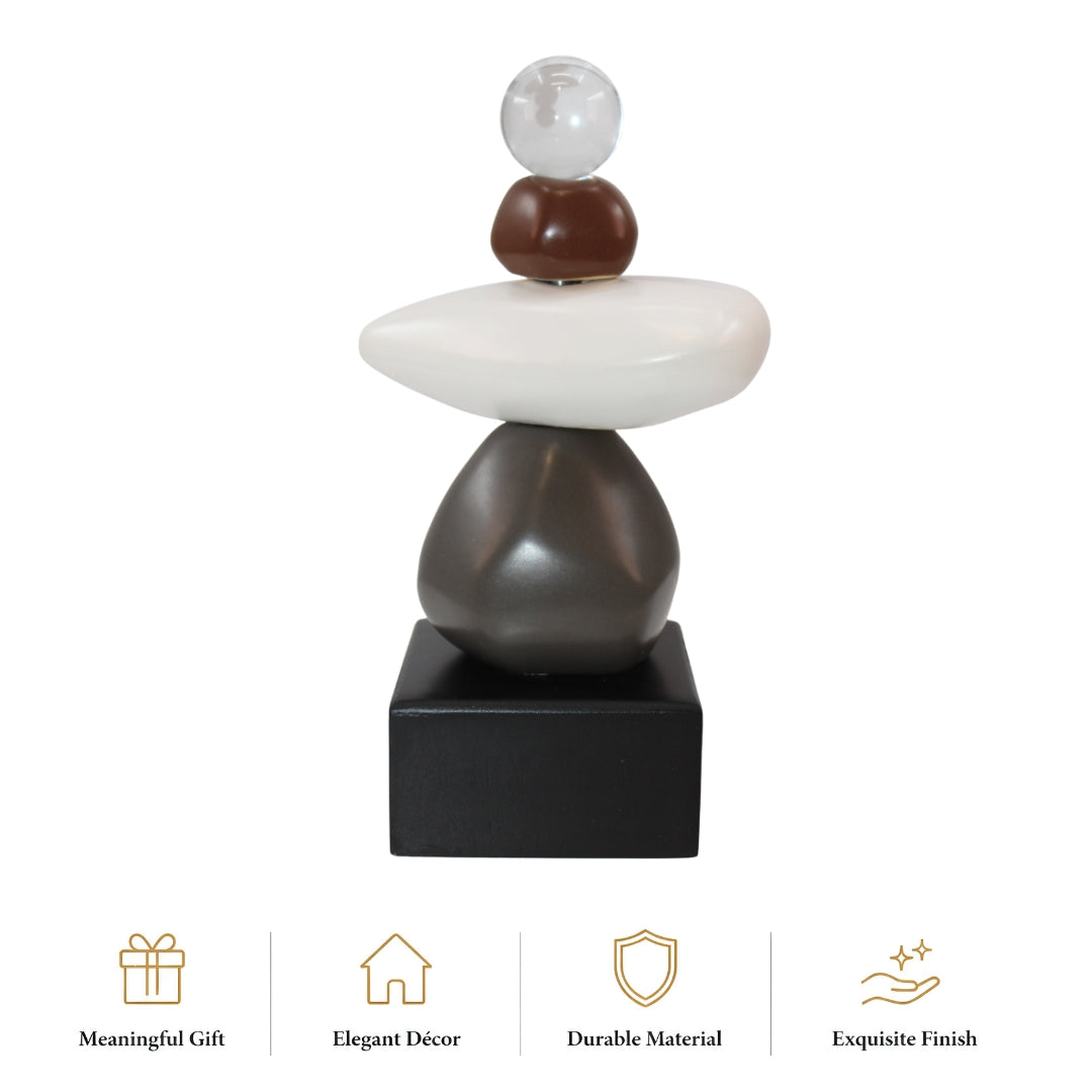 Modern Zen Stacked Stone Decor Sculpture Tabletop Organizer