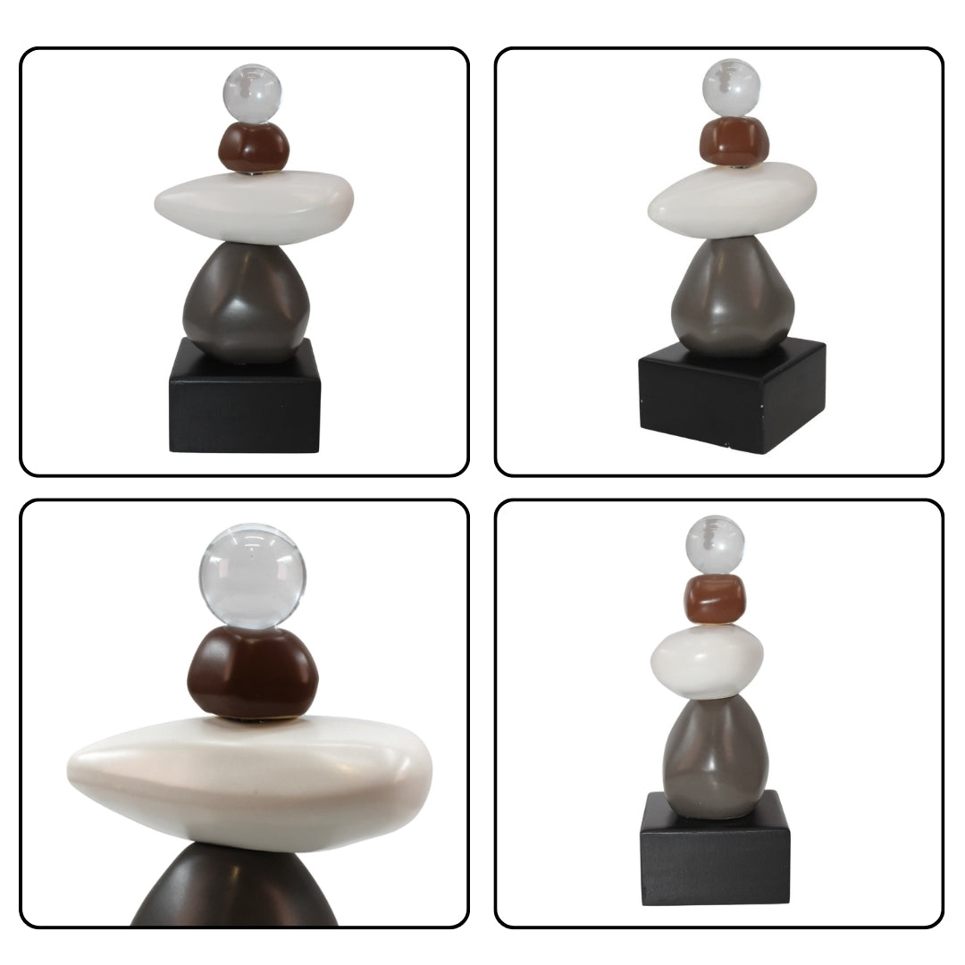 Modern Zen Stacked Stone Decor Sculpture Tabletop Organizer