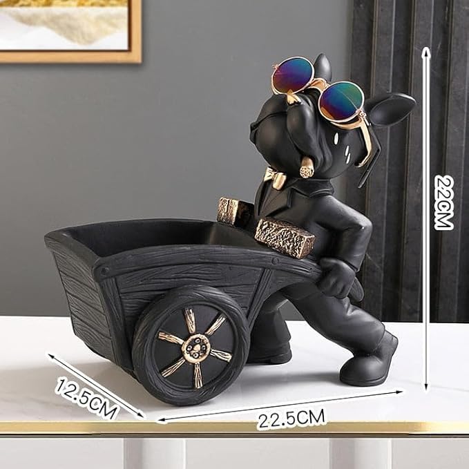 Stylish bulldog carrying cart Showpiece