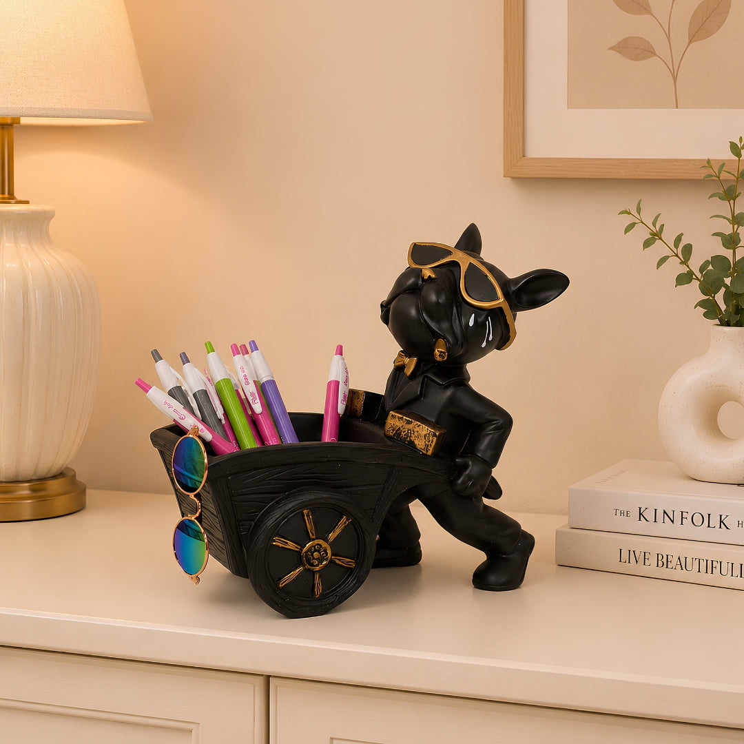 Stylish bulldog carrying cart Showpiece