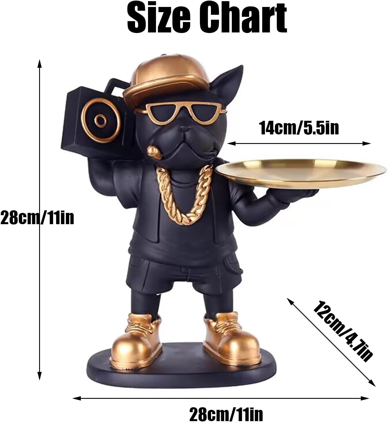 Hip Hop Dog Resin Tray with Storage Tabletop Organizer