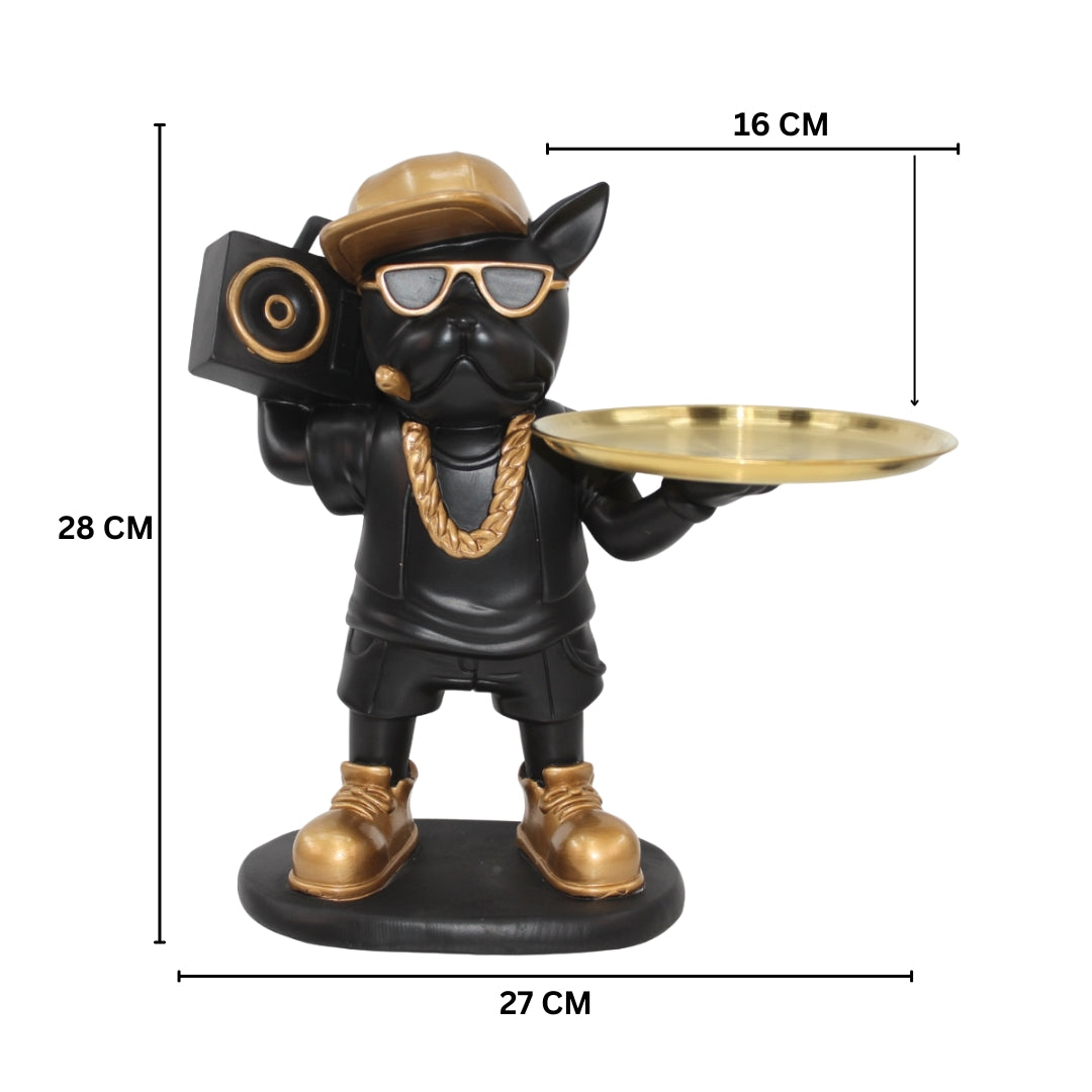 Street Style Frenchie Butler Statue Tabletop Organizer