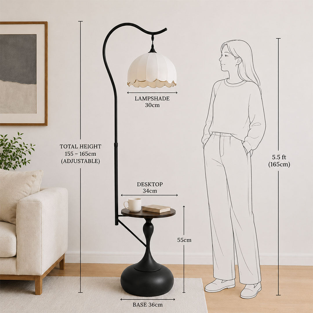 Elare Arc Floor Lamp with Side Table