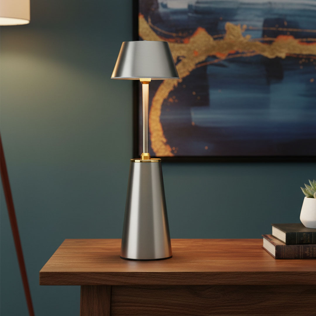 Cordless Silver Touch Lamp – Minimalist Ambient