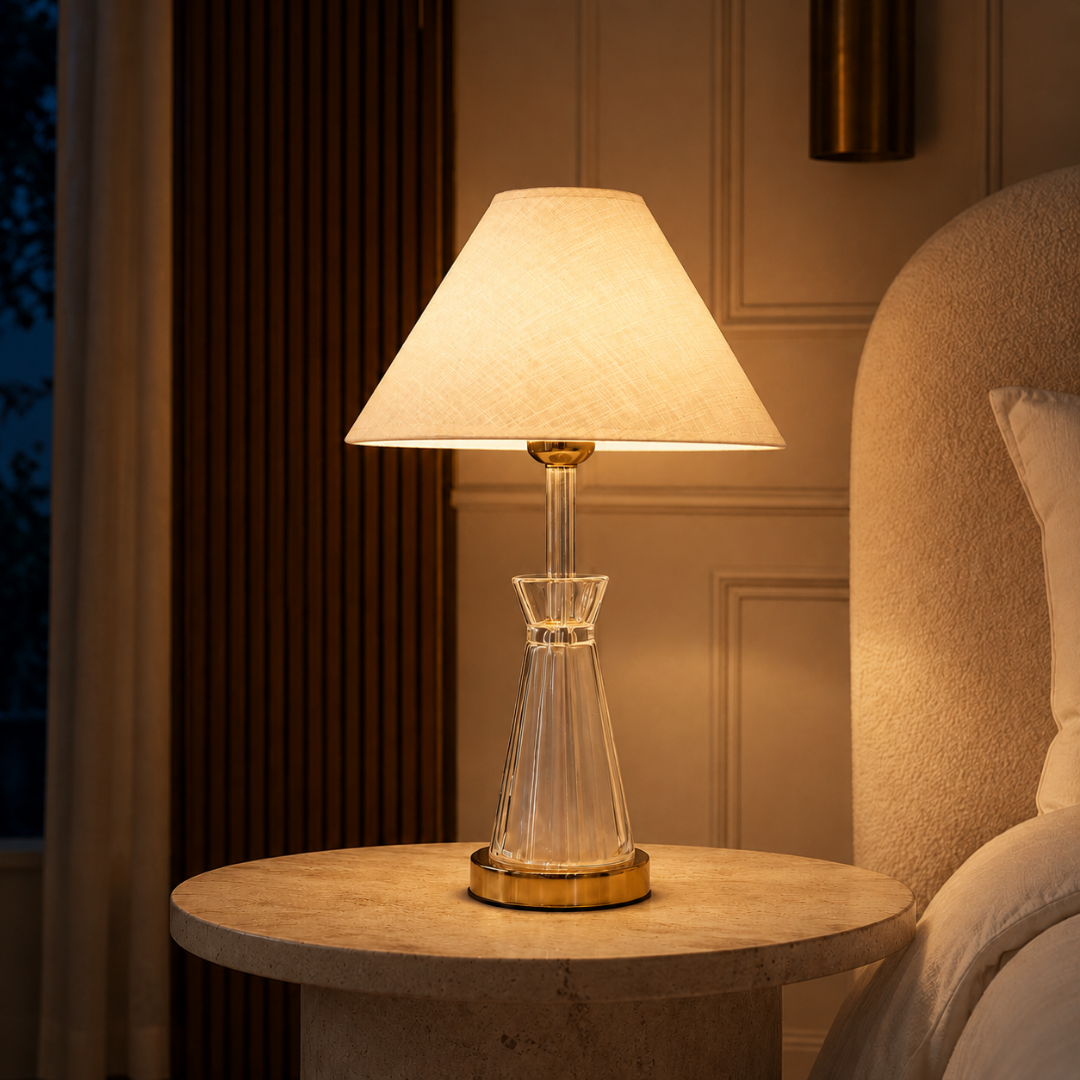 Dual-Light Table Lamp Clear Crystal Glass