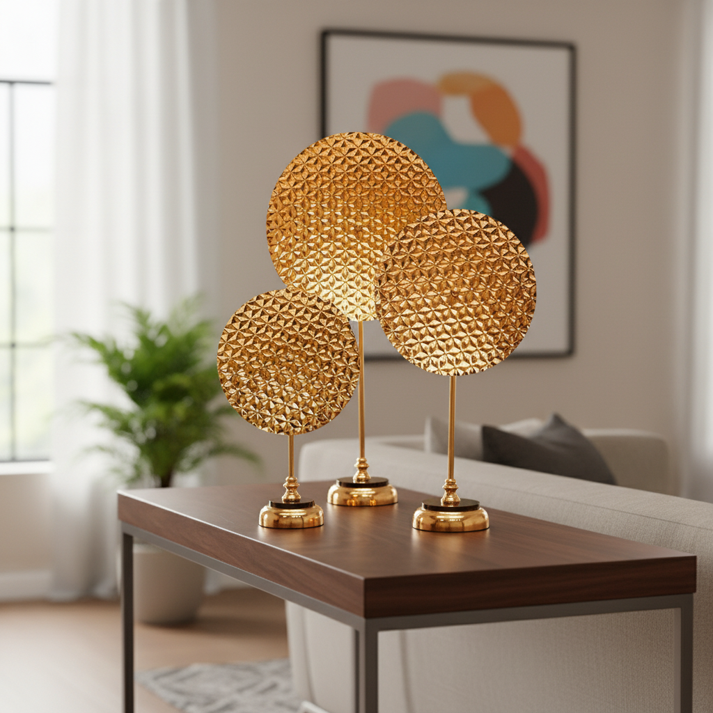Gold Metal Disc Table Decor
