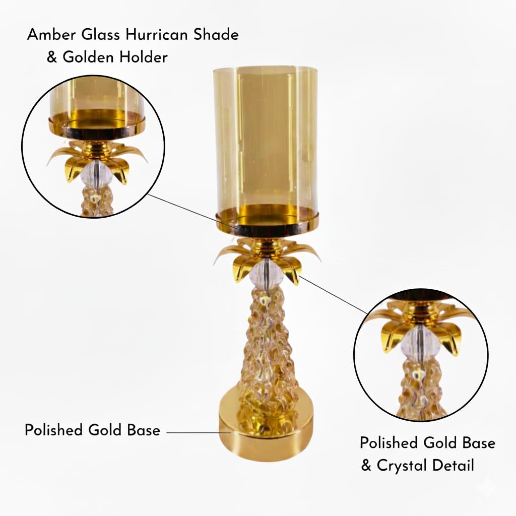 Gold Pineapple Design Candle Holder Set