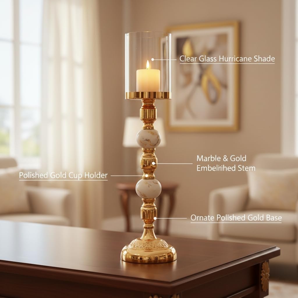 Gold Plated Hurricane Candle Holders