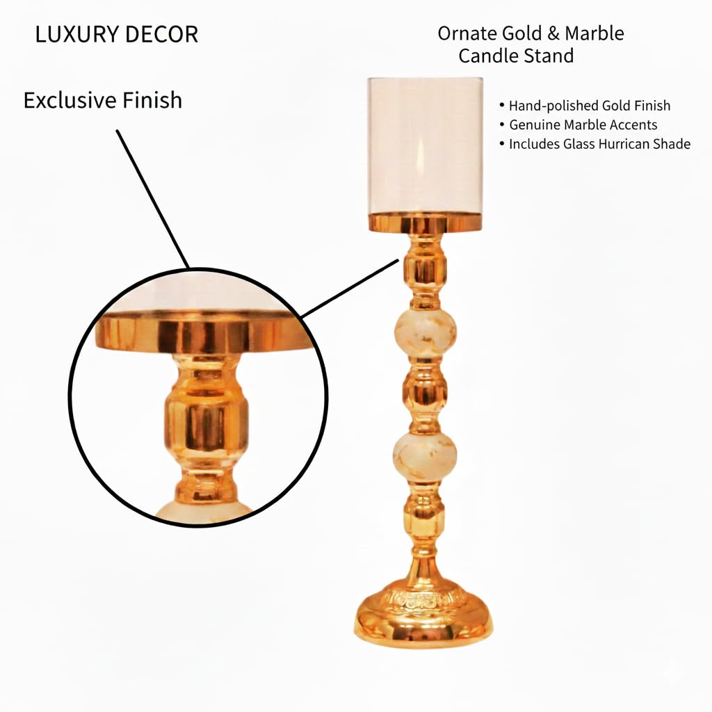 Gold Plated Hurricane Candle Holders