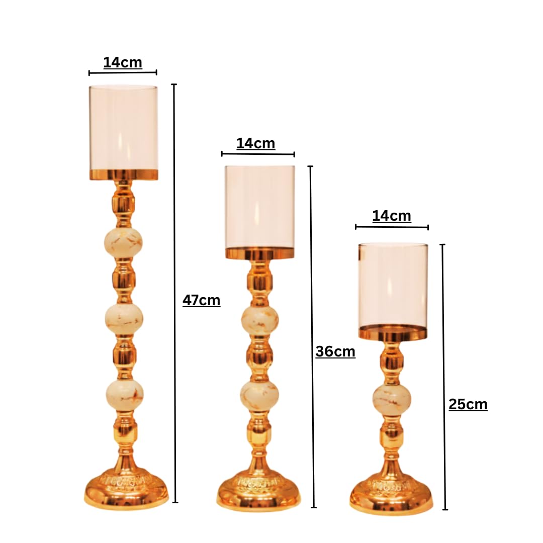 Gold Plated Hurricane Candle Holders