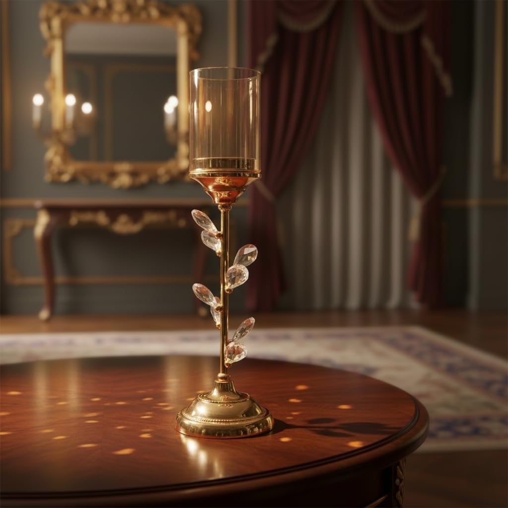 Golden Leaf Bloom Candle Stand