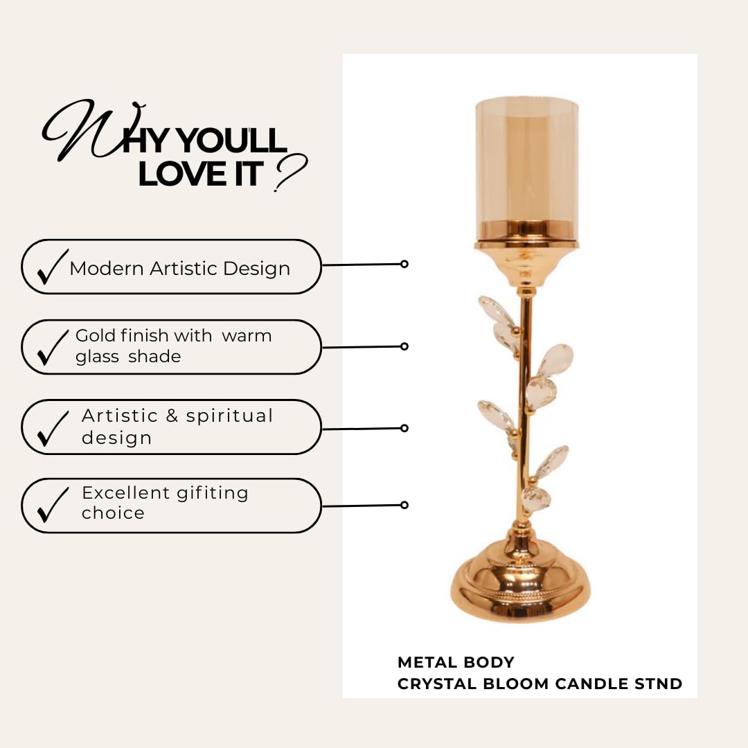 Golden Leaf Bloom Candle Stand
