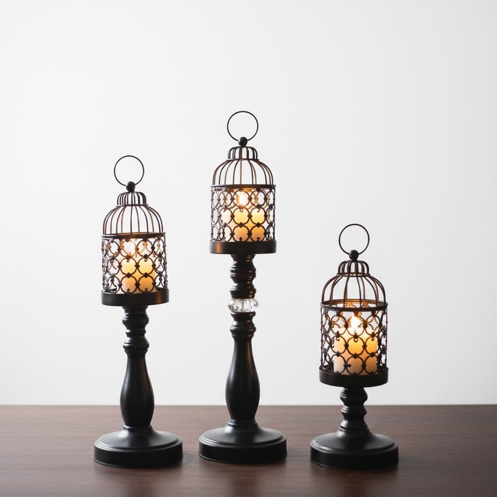 Vintage Metal Candle Holders Set
