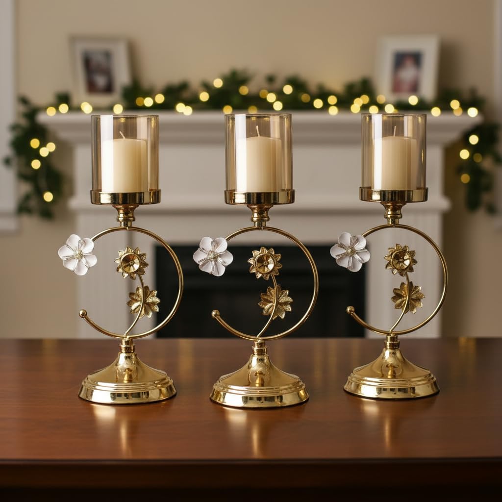 Floral Metal Tealight Stand for Home Décor