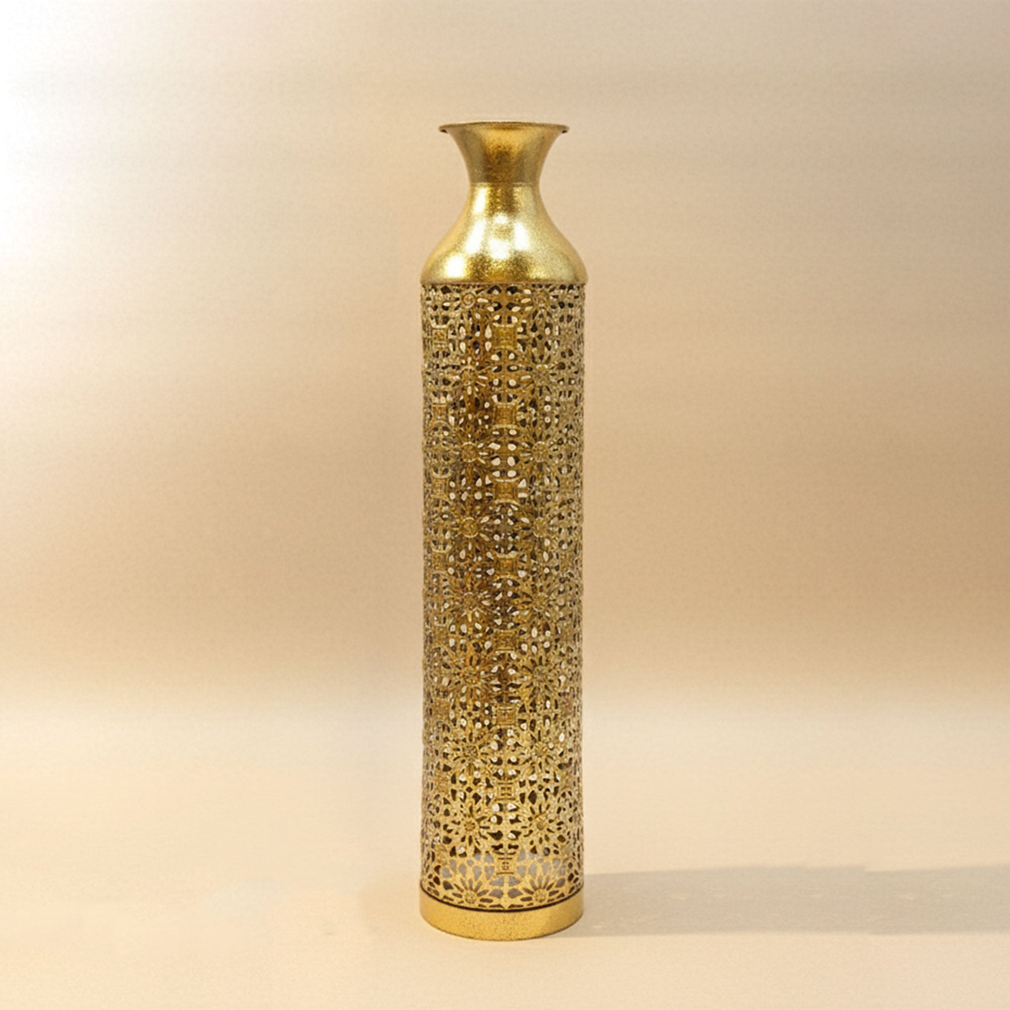 Obsidian-Gold Contour Vase Gold Metal Floor Vase