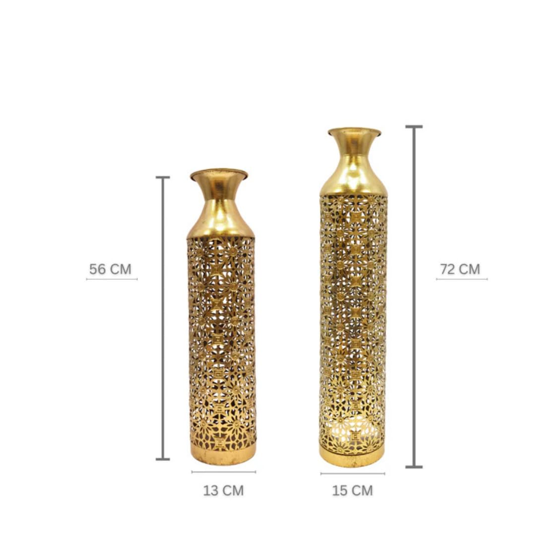 Obsidian-Gold Contour Vase Gold Metal Floor Vase