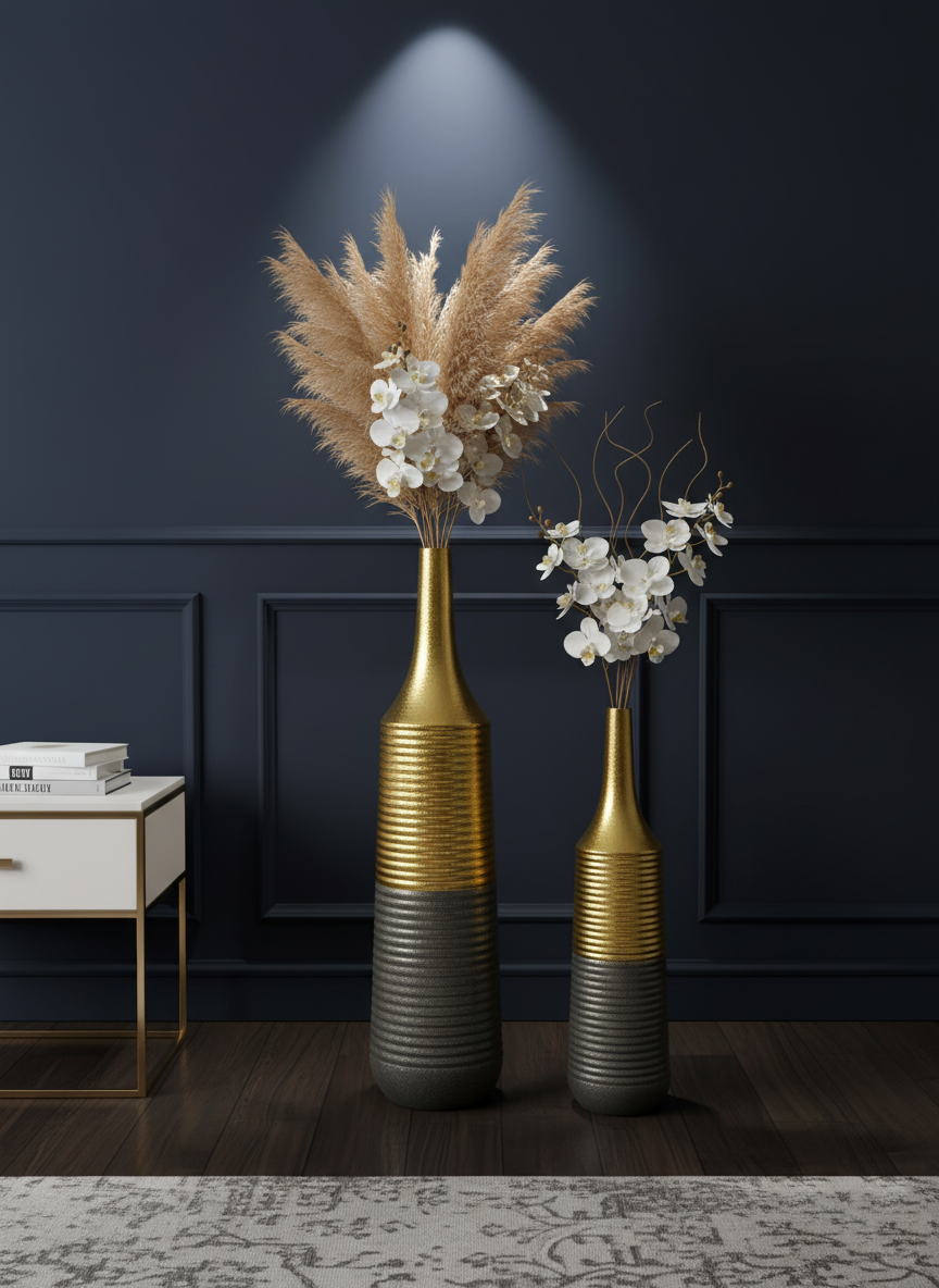 Modern Metallic Gold  Floor Vases