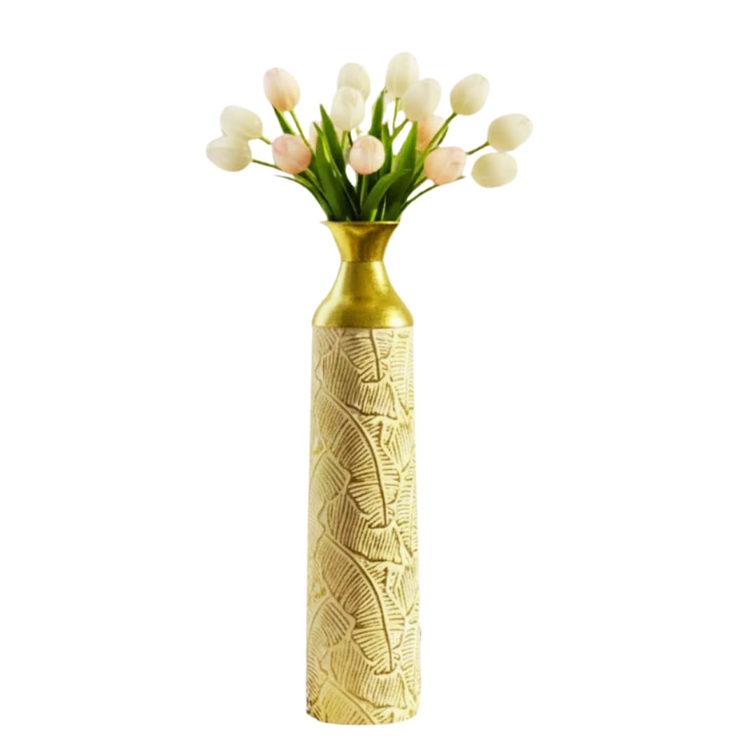 Regal Leaf Embossed Decorative Floor Vase