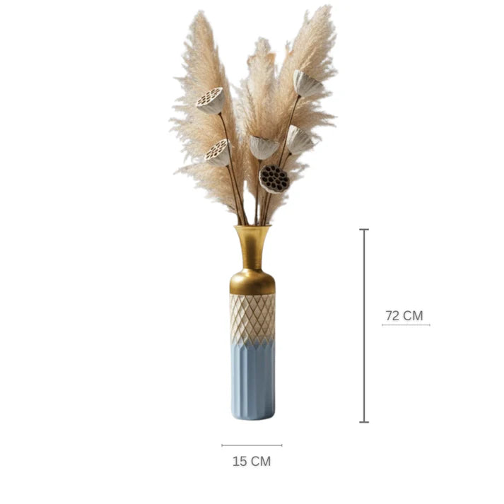 Diamond-Embossed Metal Floor Vase