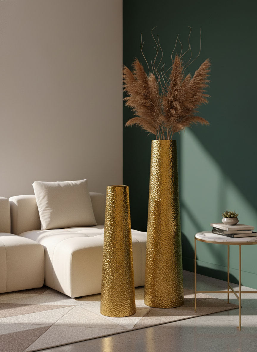 Majesty Hammered Metal Floor Vase