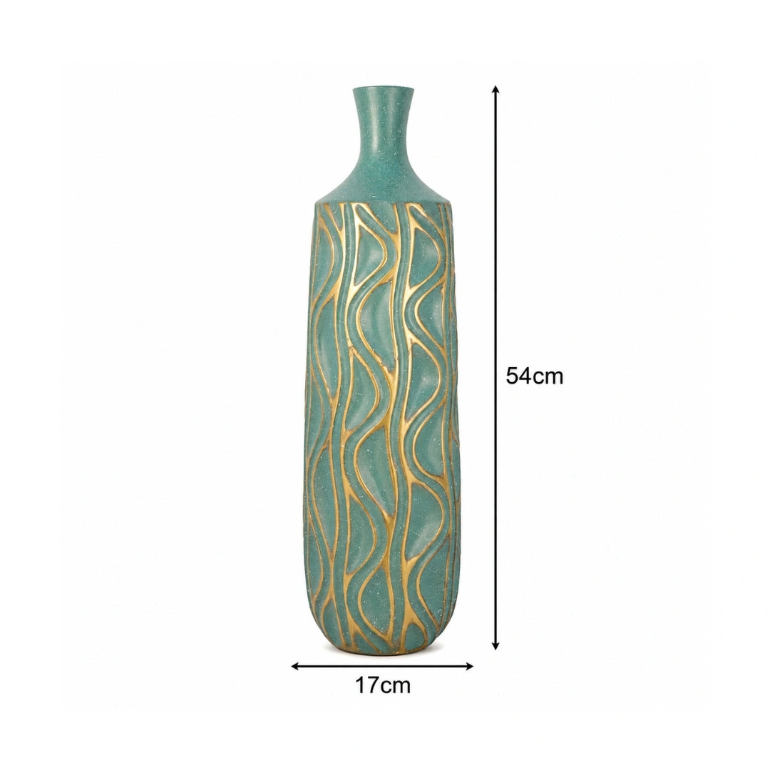 Elare Premium Decorative Vase with Gold Wave Pattern