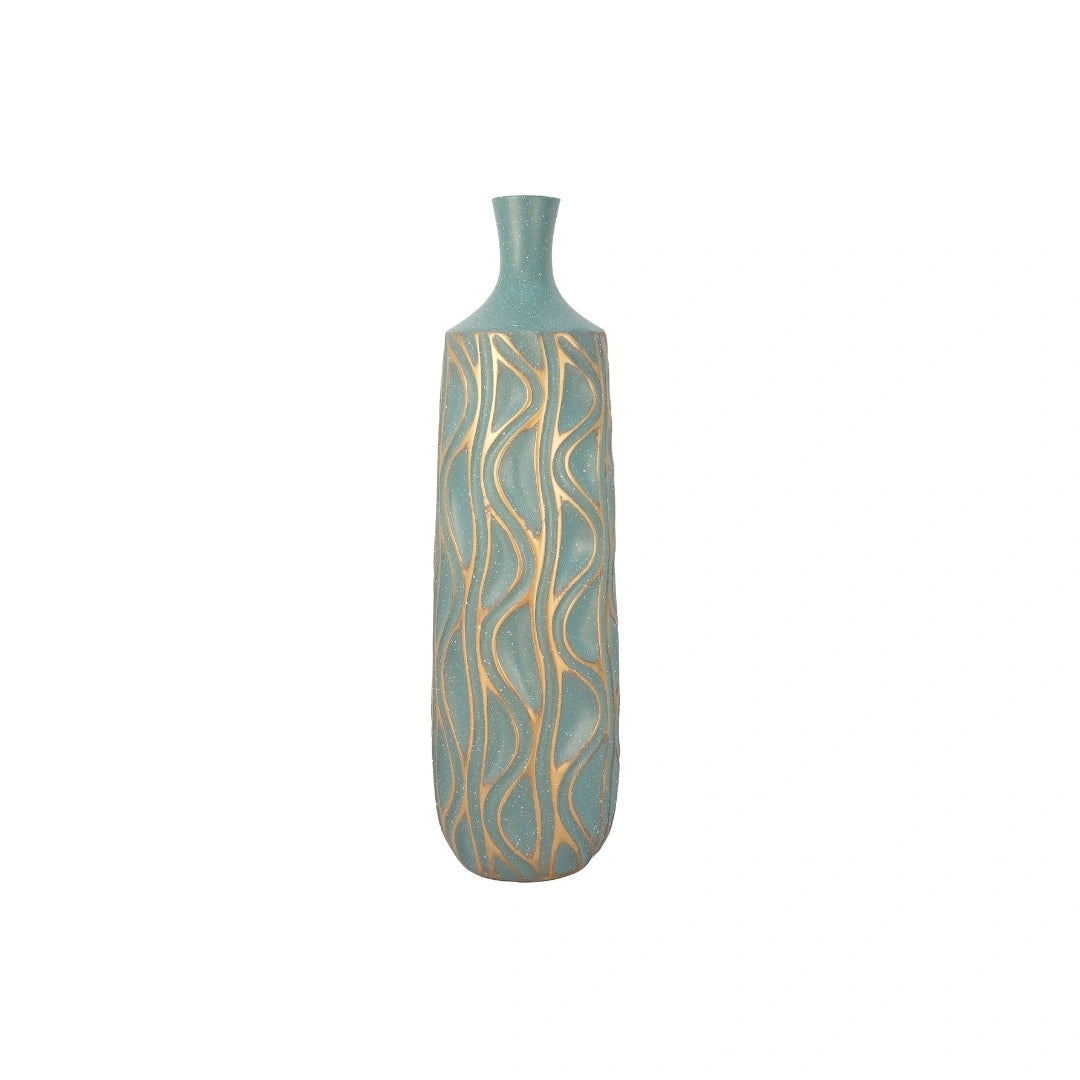 Elare Premium Decorative Vase with Gold Wave Pattern