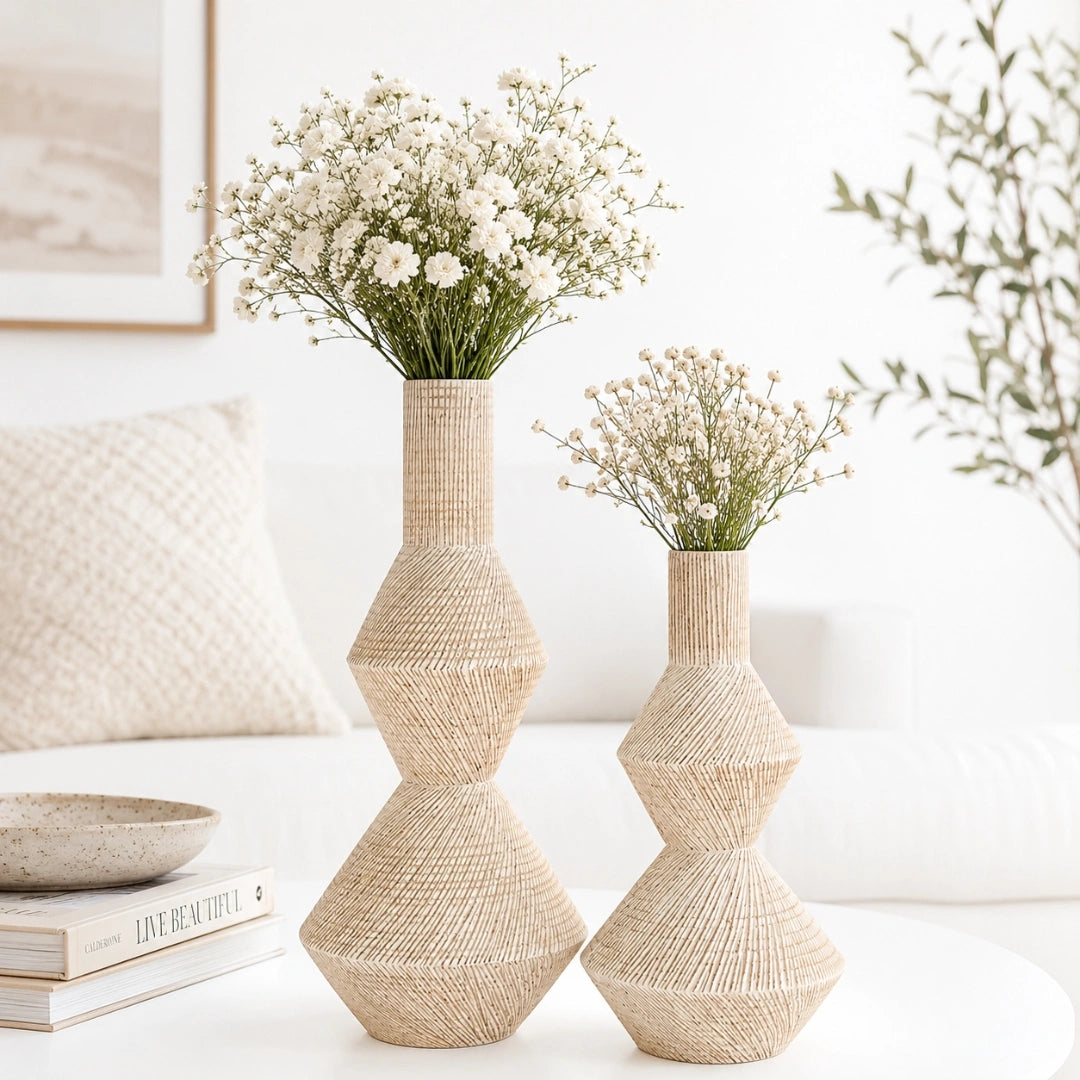 Elare Textured Geometric Ceramic Vase