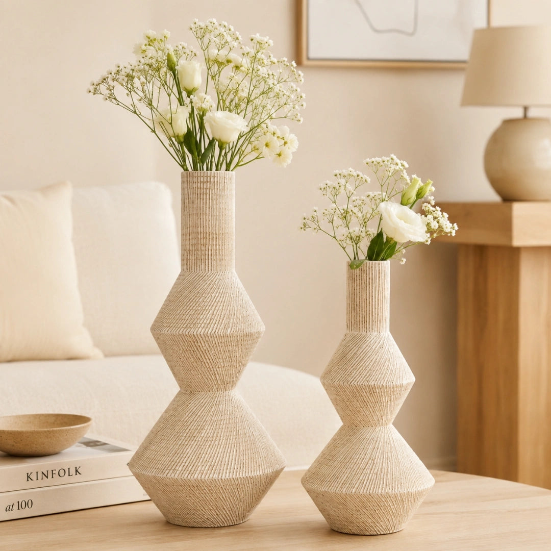Elare Textured Geometric Ceramic Vase