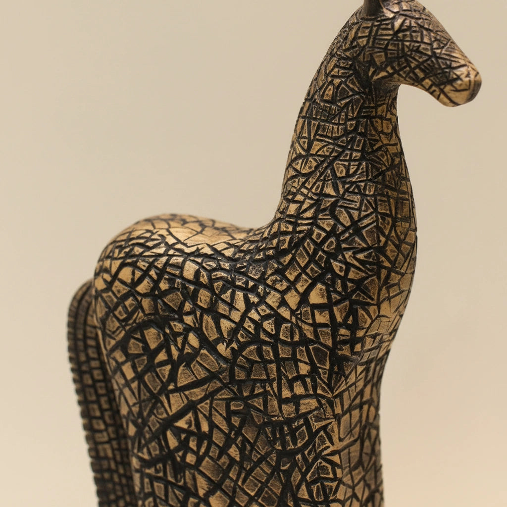 Artisan Wooden Horse Sculpture Set
