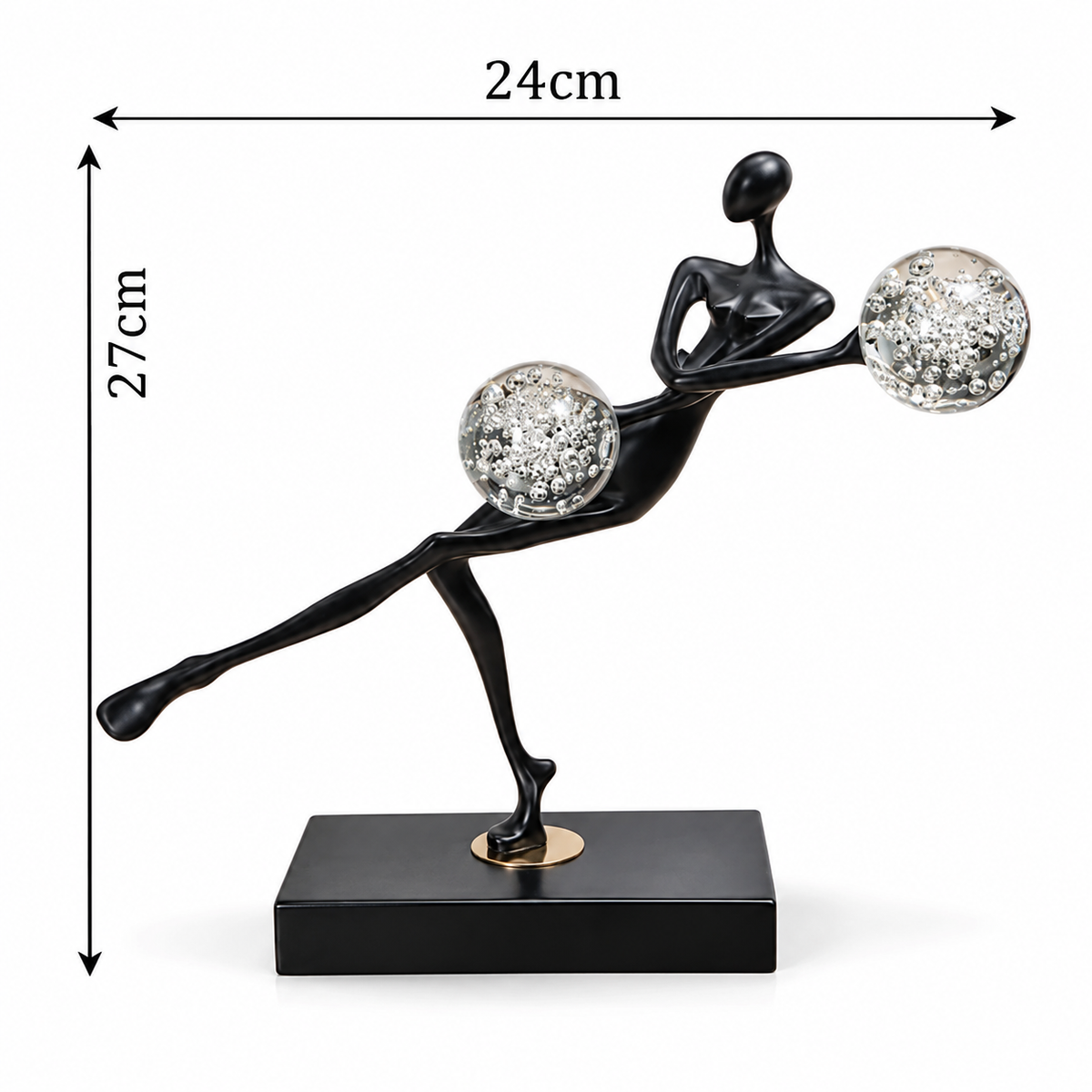 Abstract Balancing Dancer Polyresin Showpiece with Dual Crystal Globe Accents