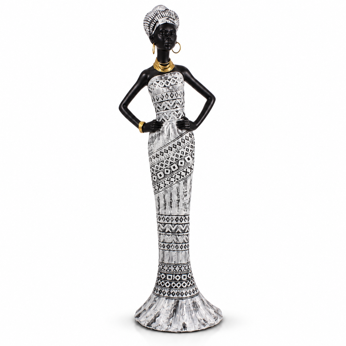 African Lady Tribal Polyresin Showpiece