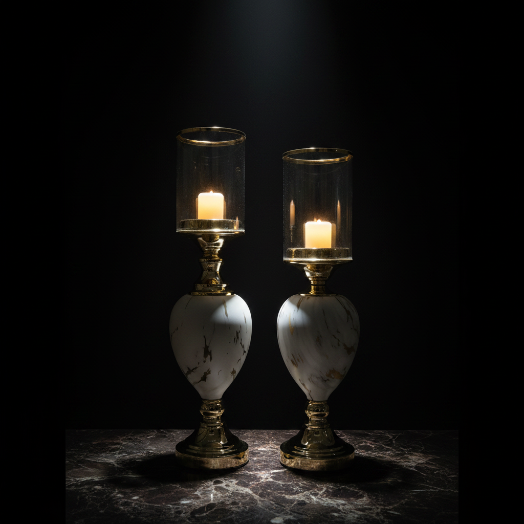 Marble Luxe Candle Holder Set