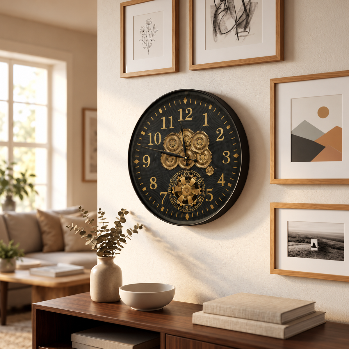 Industrial Gear Wall Clock – 45 cm Wide