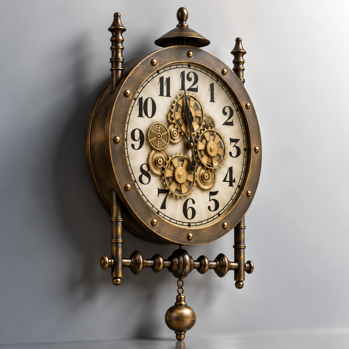 Vintage Antique Gear Clock in Metal Body