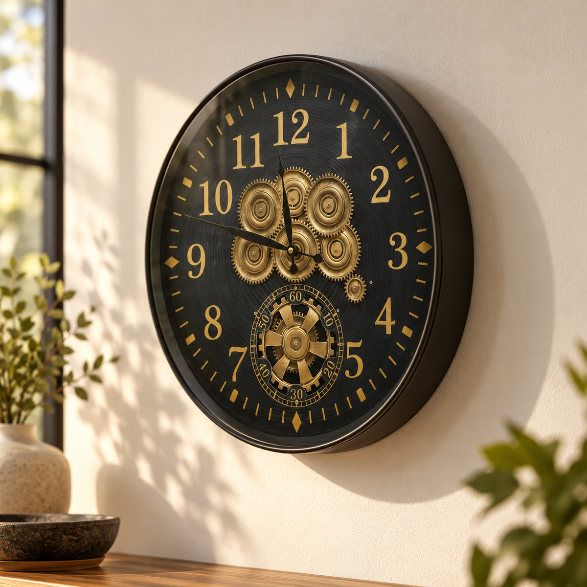 Industrial Gear Wall Clock – 45 cm Wide