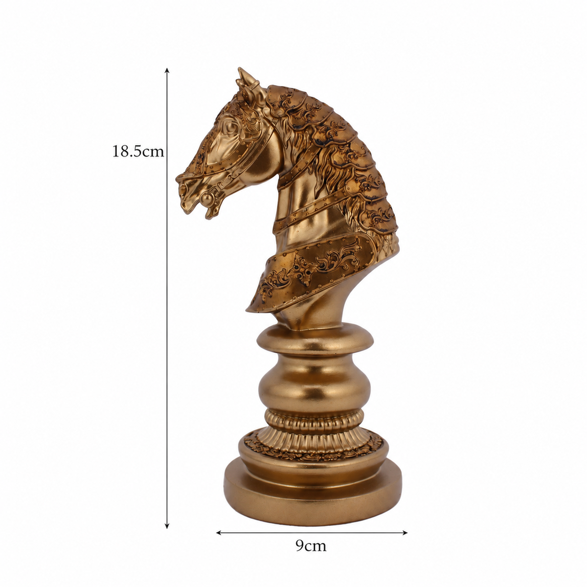 Royal Chess King, Queen & Knight Sculptures in Antique Bronze Finish