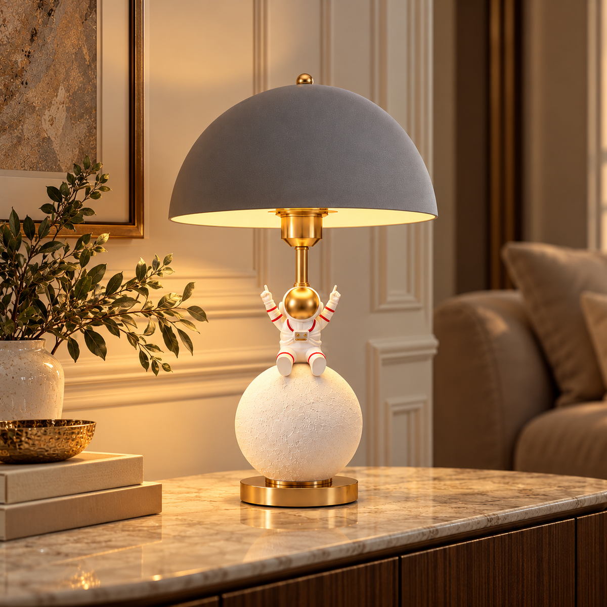 Astronaut Table Lamp with Dome Shade