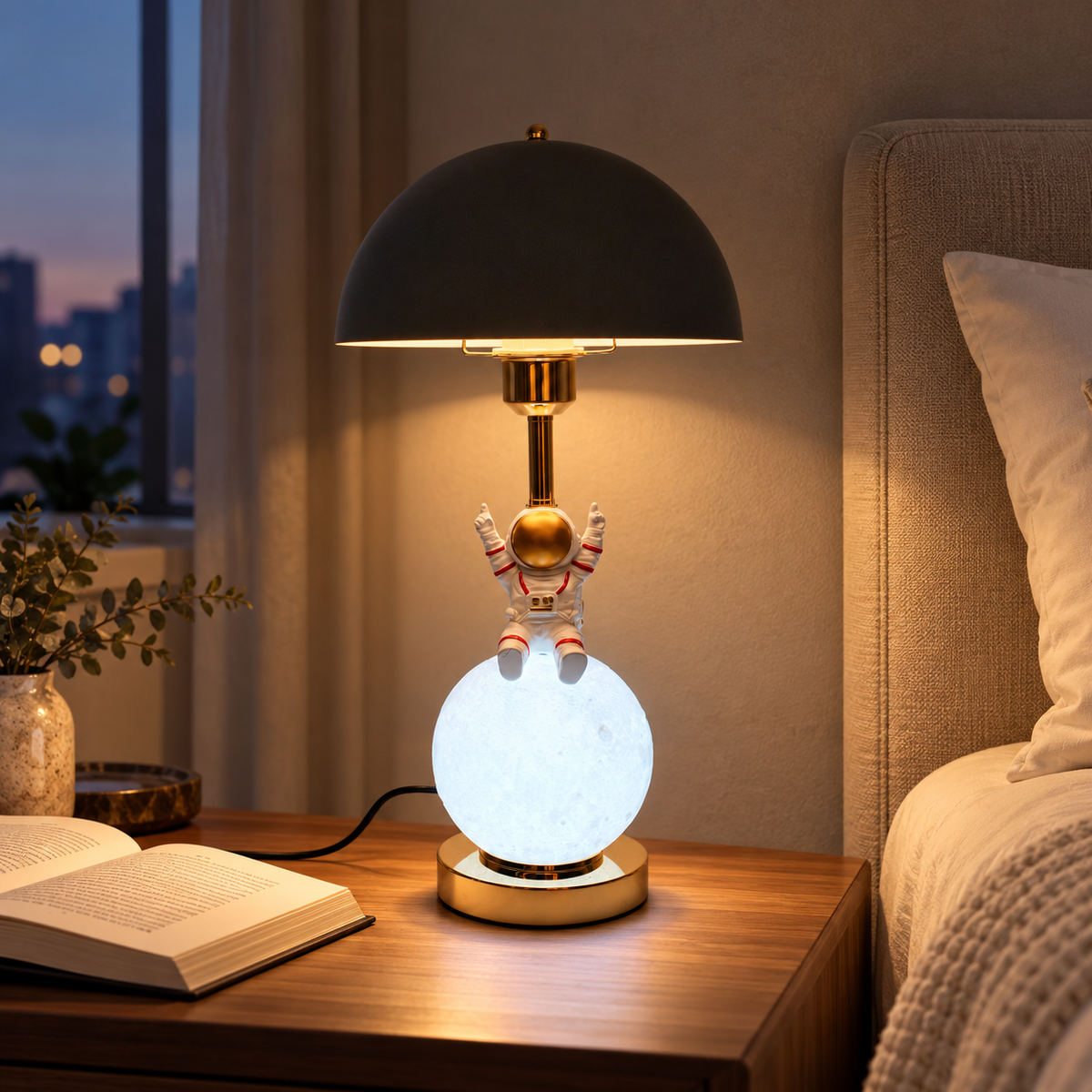 Astronaut Table Lamp with Dome Shade