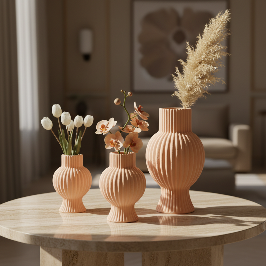 Sorelle Ribbed Ceramic Vase Collection