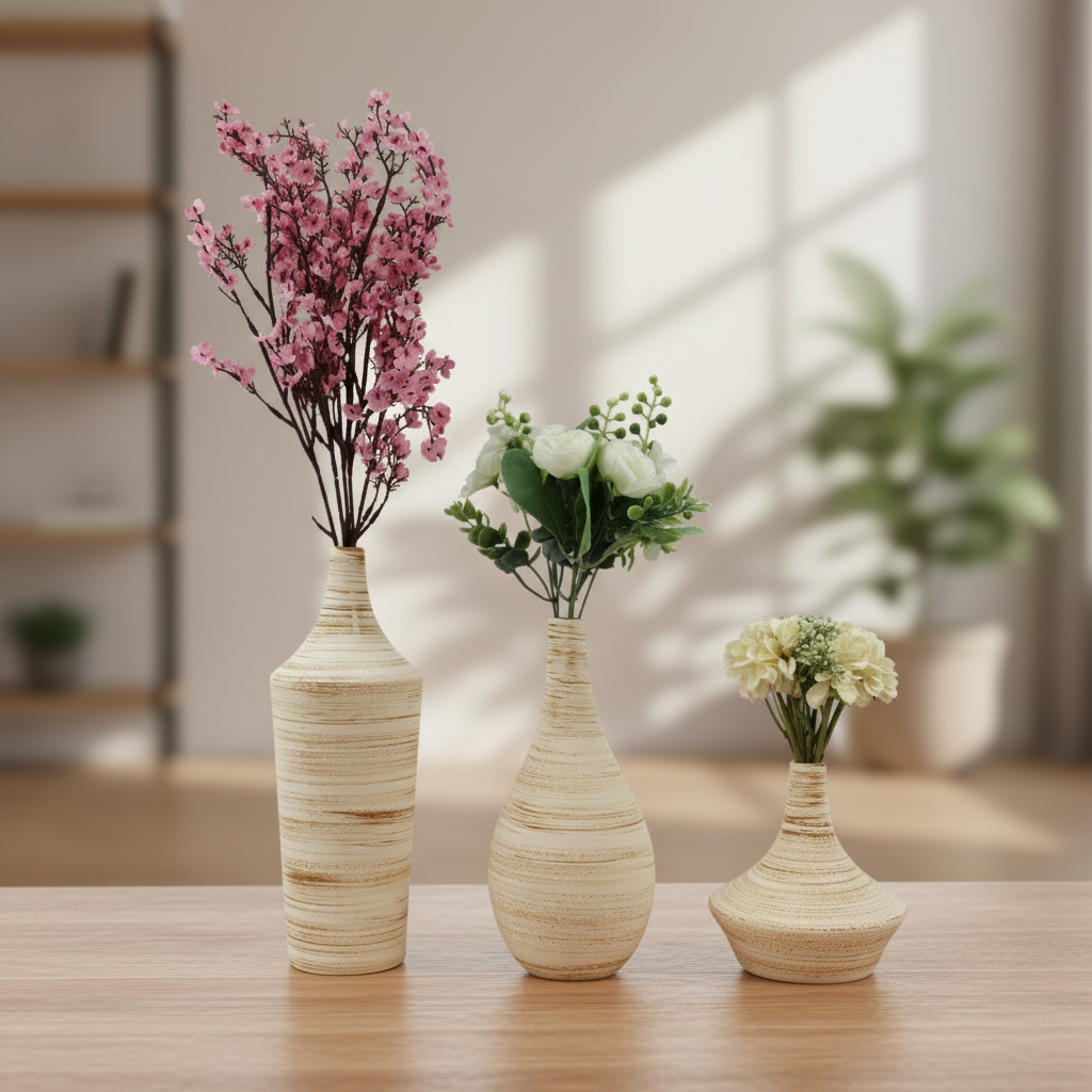 Modern Rustic Ceramic Mini Vase Set of 3