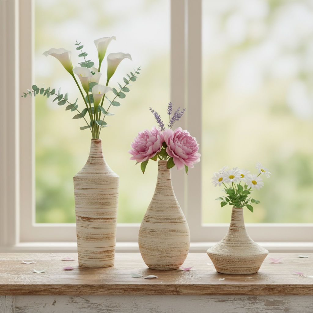 Modern Rustic Ceramic Mini Vase Set of 3