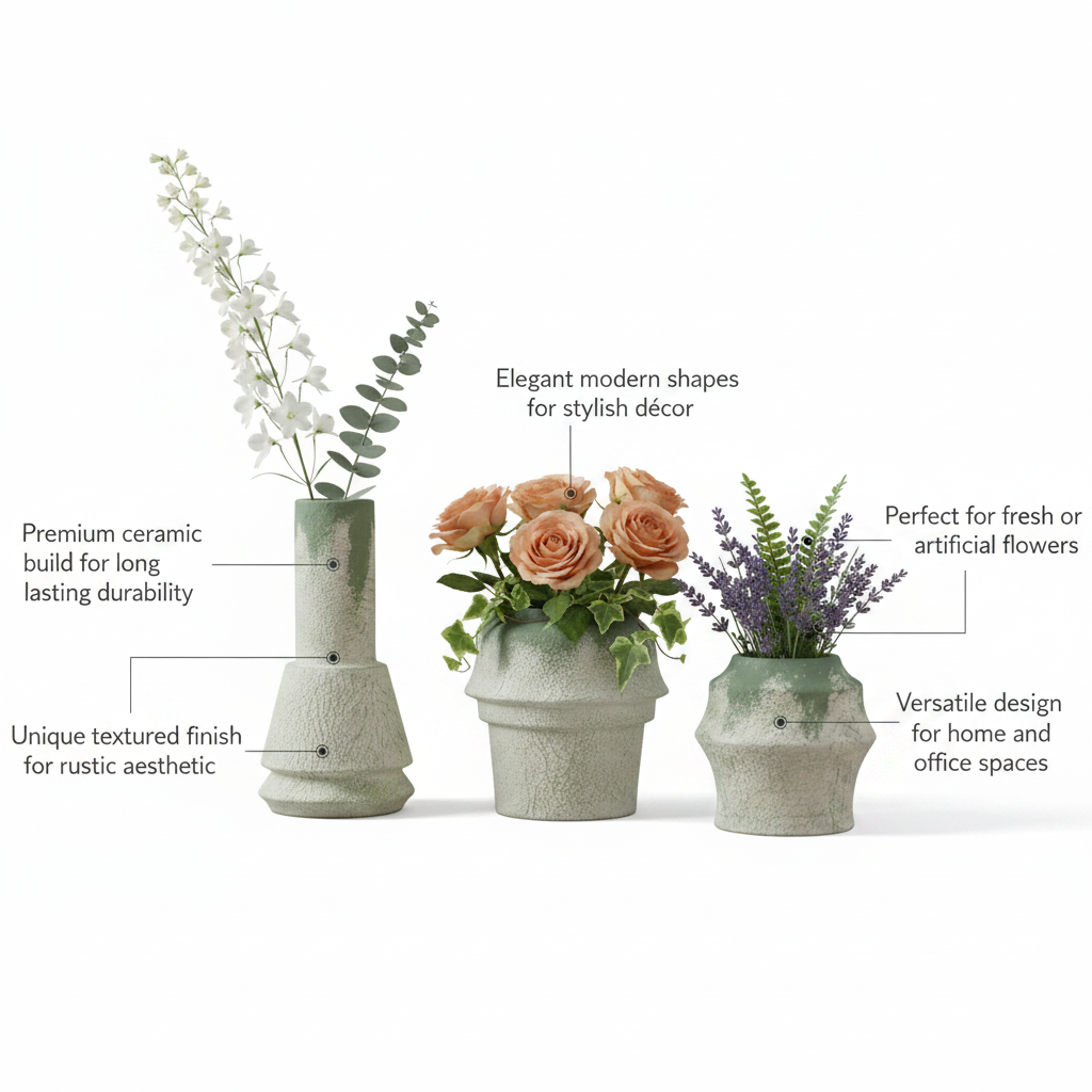 Modern Textured Ceramic Vase Set