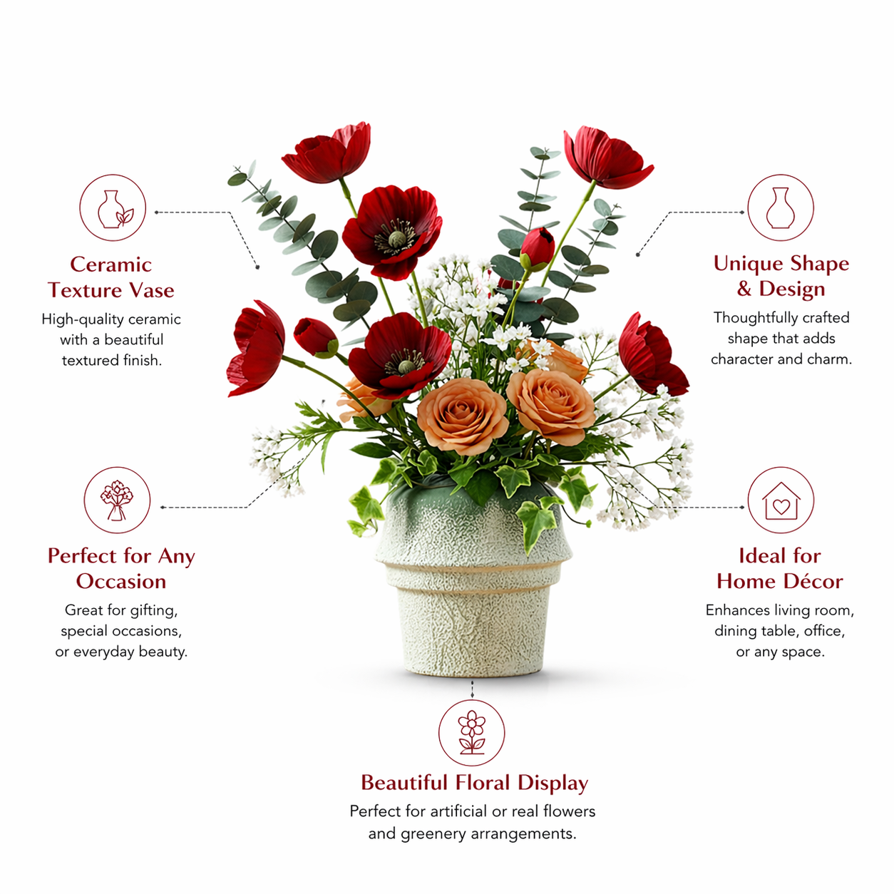 Modern Textured Ceramic Vase Set